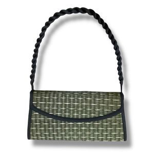Baskets of Cambodia Straw Reed Grass Lapria Clutch Bag with Braided Strap